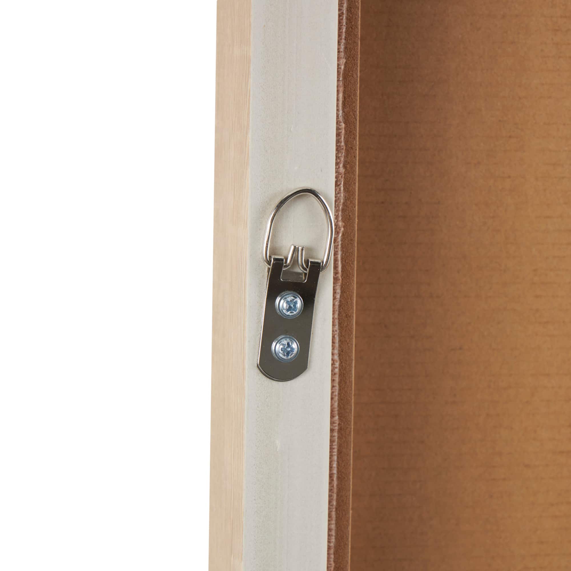 25" x 37" Brown Wooden Geometric Wall Art with Abstract Black and White Shapes